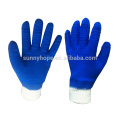 Knit wrist color rubber back open latex coated gloves